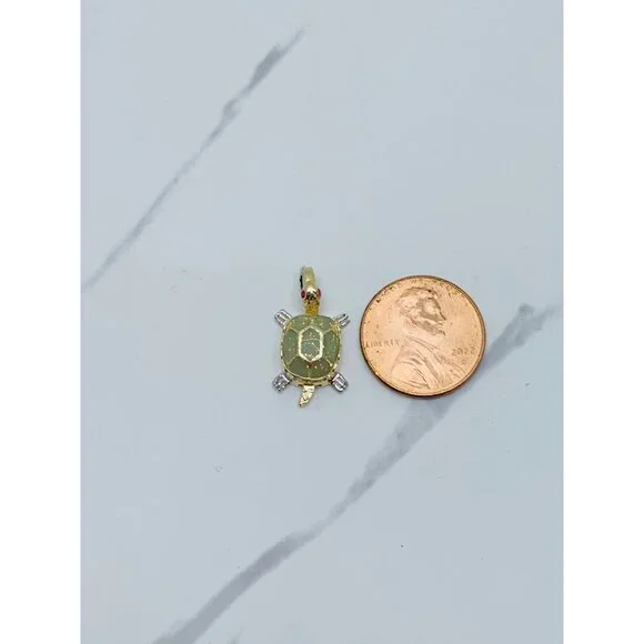 10k solid gold pendant turtle ❤️ Green - Picture 5 of 5